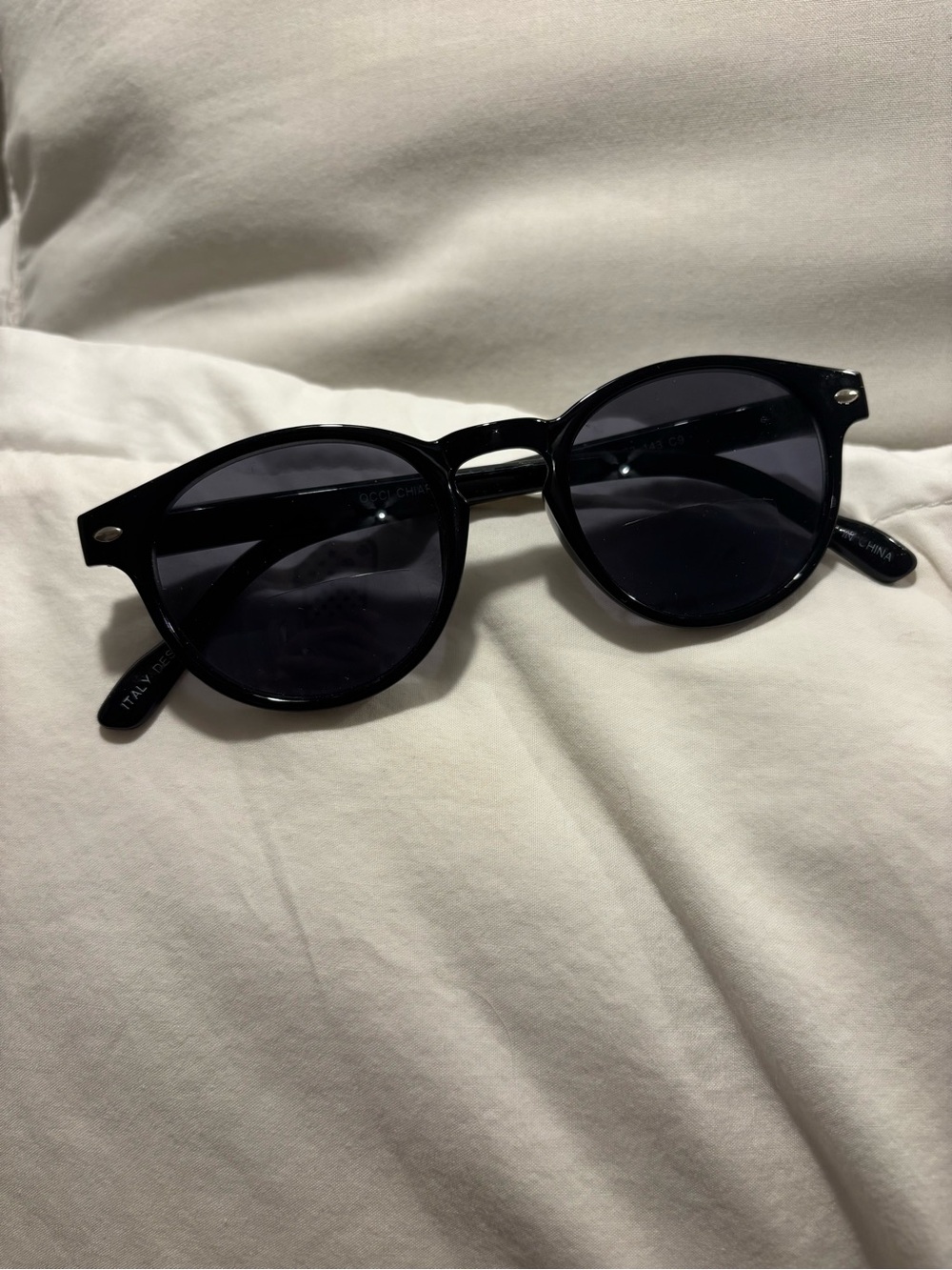 Black Round Polarized Sunglasses -OCCI CHIARI